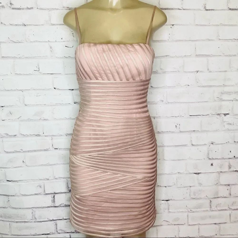 JS Collections sheath dress with mesh overlay